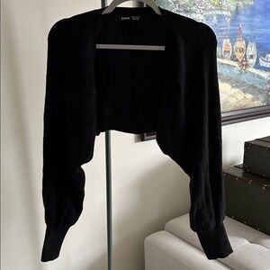 SHEIN Black Cropped Open-Front Bolero Cardigan